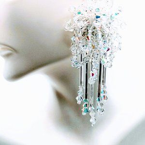 Chandelier Earrings 4mm Diamond "Crystal Rainbow "Crystal AB Clip- On